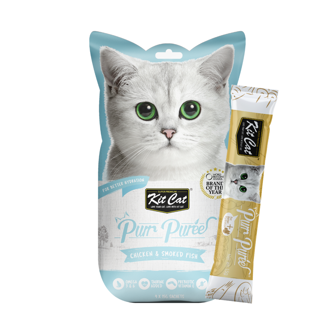 PurrPuree - Pollo y Pescado Ahumado 60g (4x15g) Imagen principal del producto