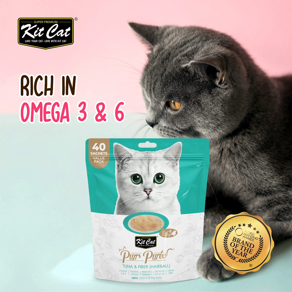 PurrPuree Pack Ahorro - Atún y Fibra Control de Bolas de Pelo (40 sobres x 15g) Imagen secundaria del producto